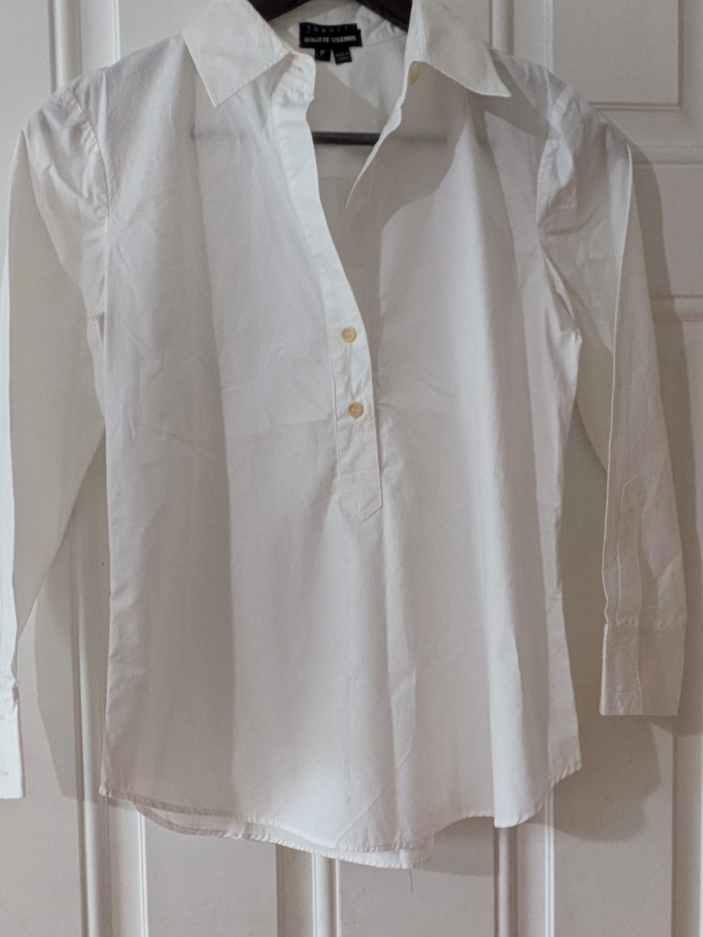 Theory x Bergdorf Goodman Classic Women's White 100% Cotton Popover Blouse -P - Picture 5 of 6